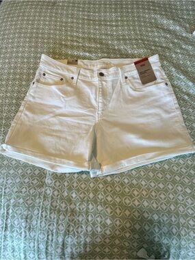 White High-Rise Denim Shorts - Women's